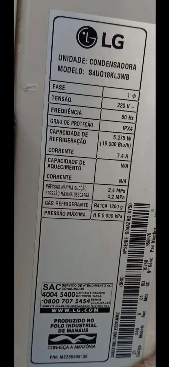CONDENSADORA E EVAPORADOR ( são 02) - Foto 5