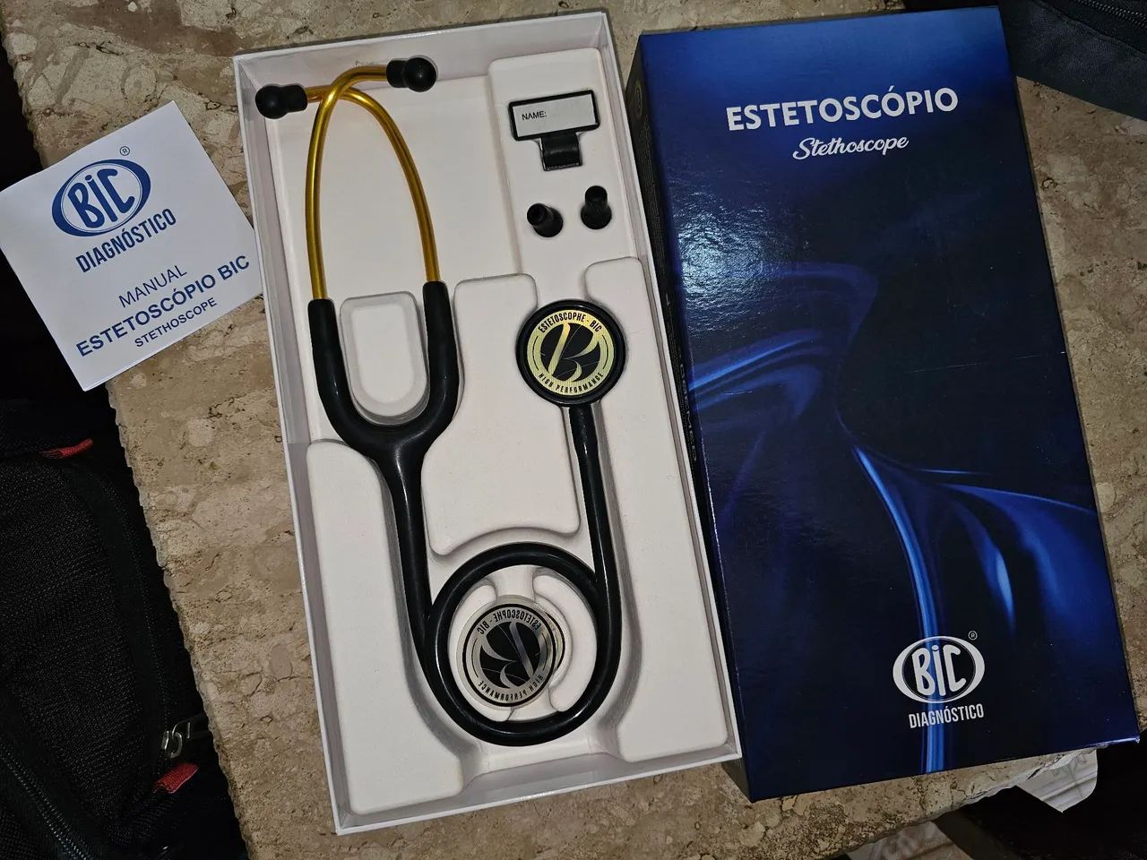 Estetoscópio Bic Inox Duplo Adulto e Pediátrico Dourado - Foto 4