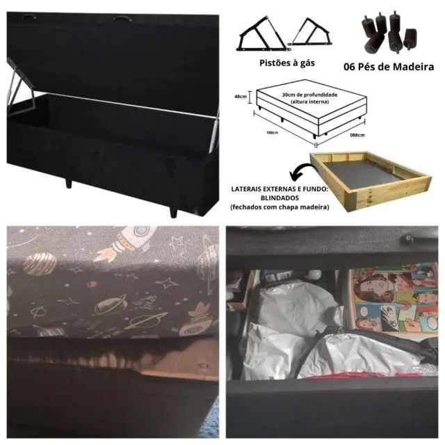 Cama Box com Baú de solteiro + Colchão  - Foto 4