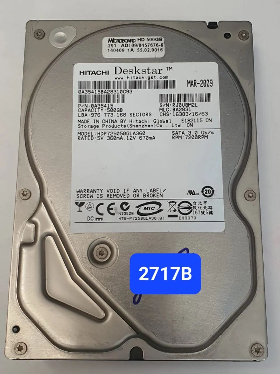 PLACA HD 500 GB HDP725050GLA360 - COD. 2717B* - Foto 2