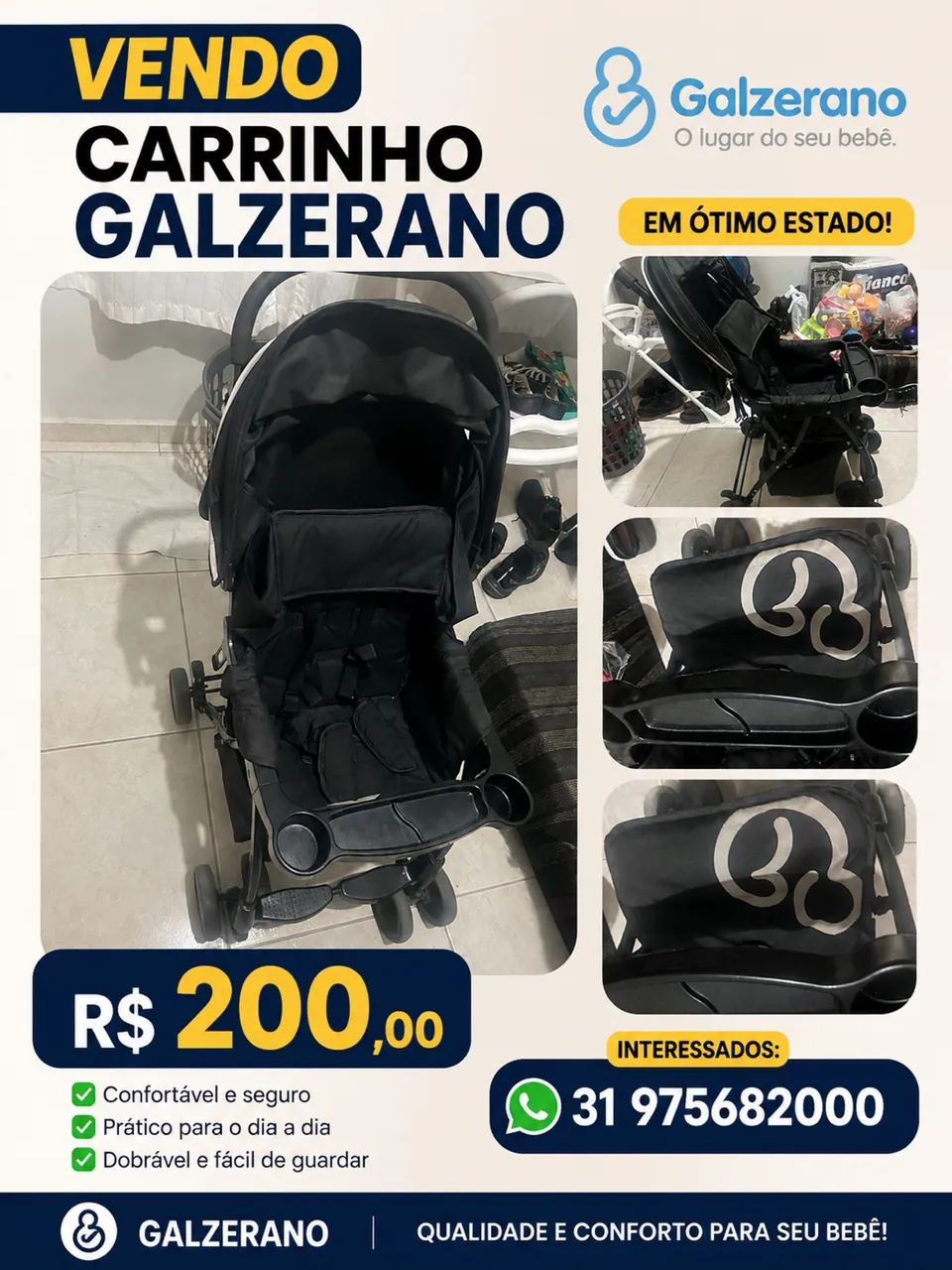 Carrinho de bebê galzerano  - Foto 3