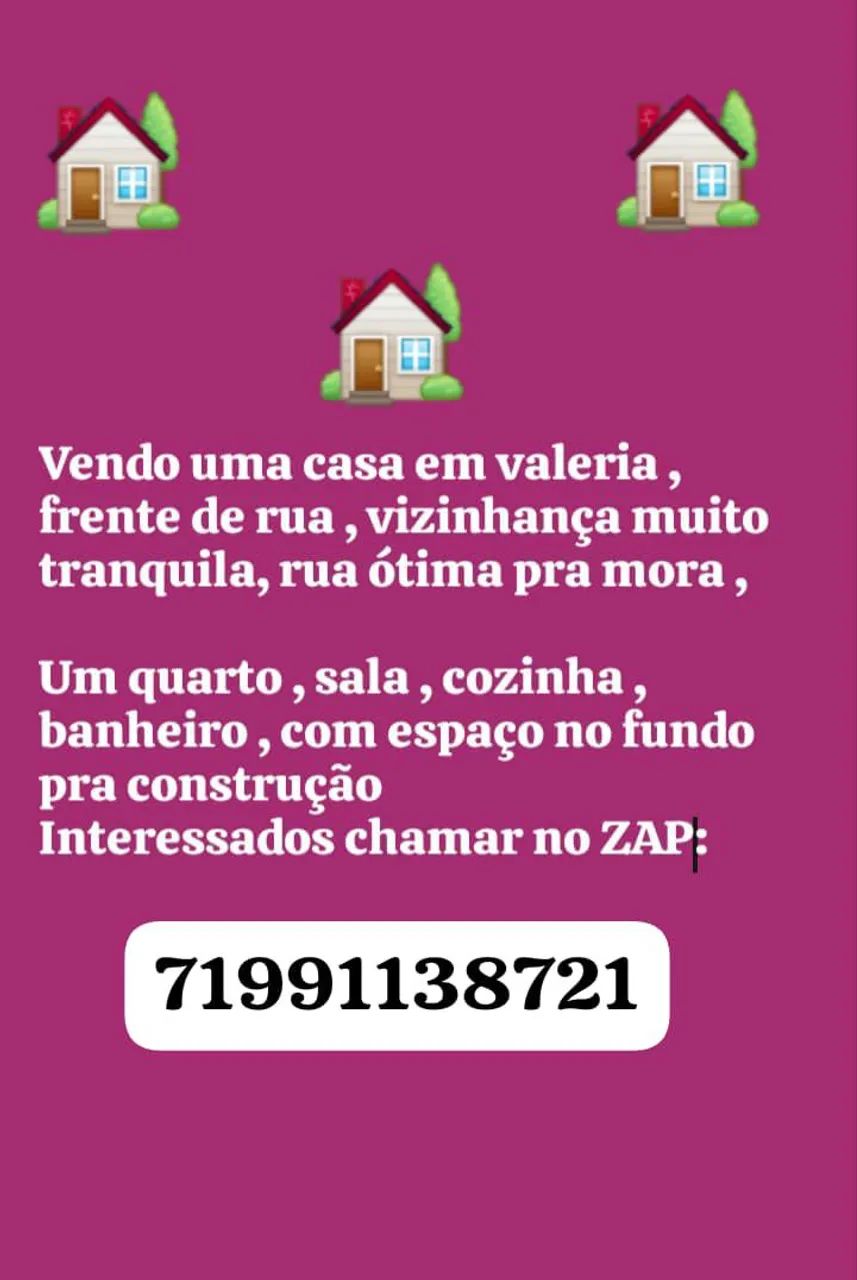 Casa / em valeria com terreno 
