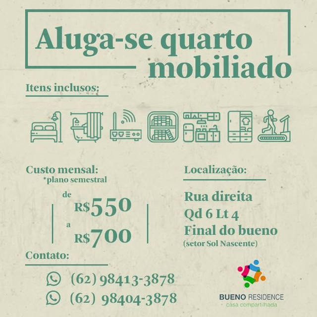 Aluguel no final do bueno incluso água, energia, intenert