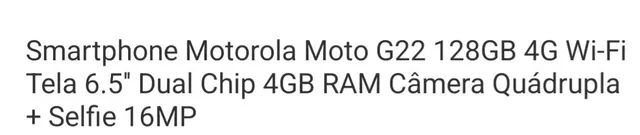 Motorola G22 novo nota fiscal 