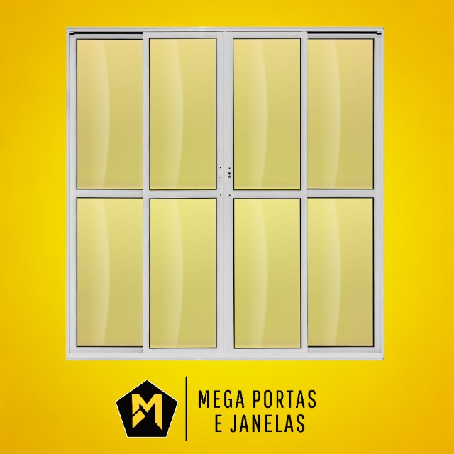 Porta Sacada Quatro Folhas Alumínio branco