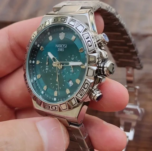 Relógio Nibosi Masculino Verde Turquesa - Foto 5