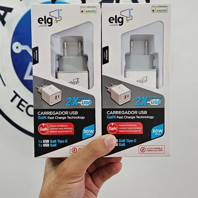 Carregador Turbo de Parede ELG 20W W35GAN C/ Garantia de 1 ano - Parcelo em até 10x