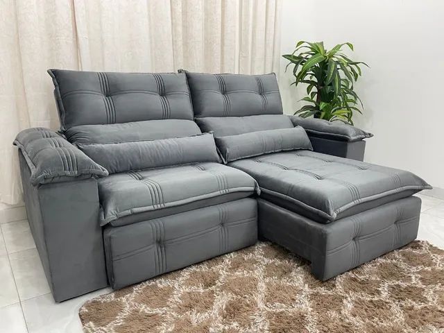 Sofá Retrátil Reclinável Barra Bonita 2.30m - Receba Hoje - Maio177 - Foto 6