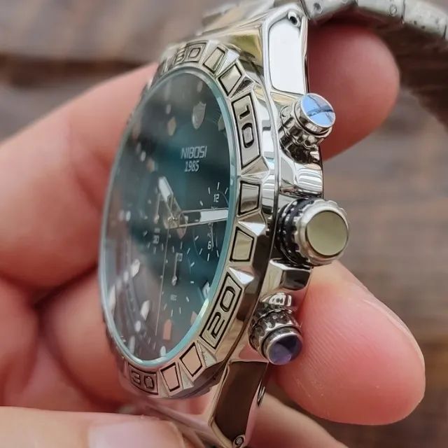 Relógio Nibosi Masculino Verde Turquesa - Foto 4