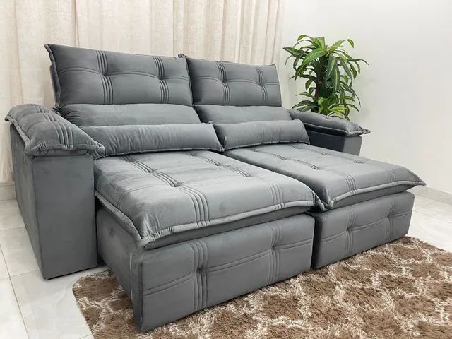 Sofá Retrátil Reclinável Barra Bonita 2.30m - Receba Hoje - Maio177 - Foto 5