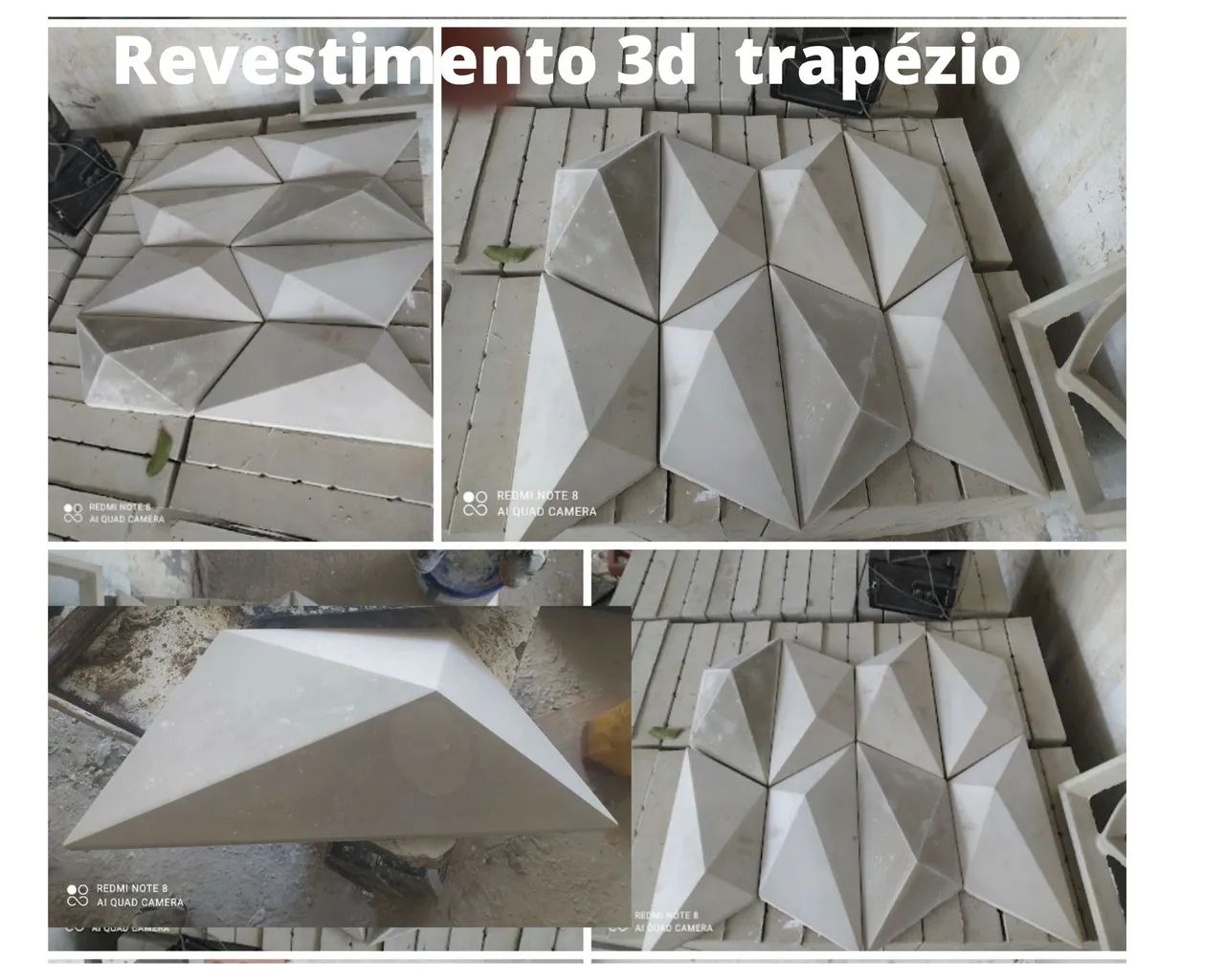 Revestimento trapézio concreto ou gesso 
