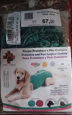 Roupa Cirúrgica Cães Duo Dry Pet Med Verde conforto e segurança