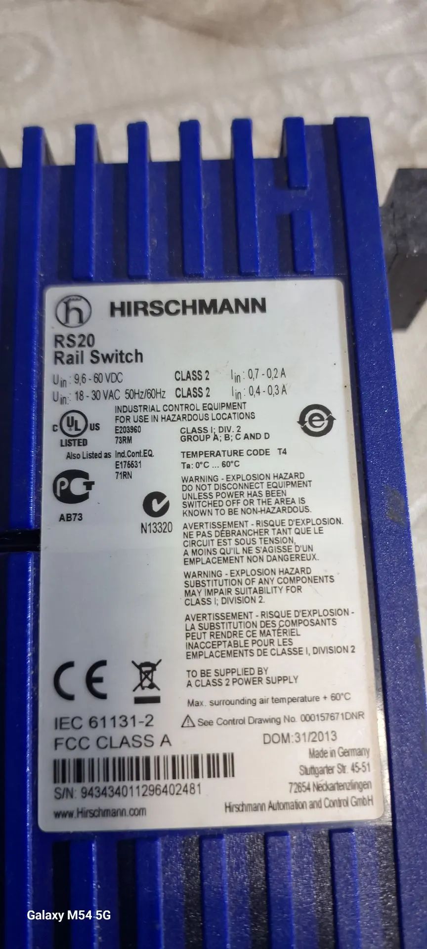 Interruptor de Trilho Industrial RS20 Hirschmann - usado