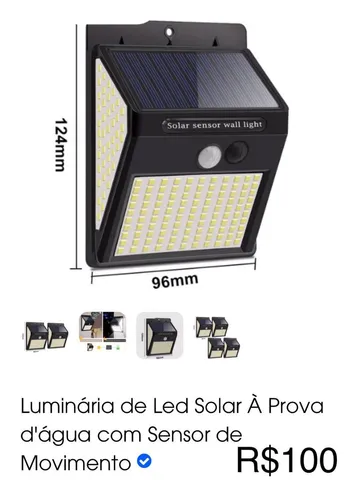 Luminária de Led Solar à prova d'água