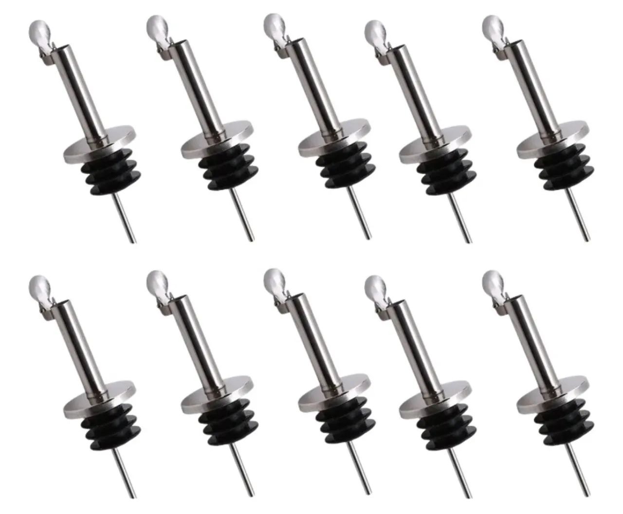 Kit 10 Bicos Dosador C/tampa Inox Biqueira Bartender Bebidas