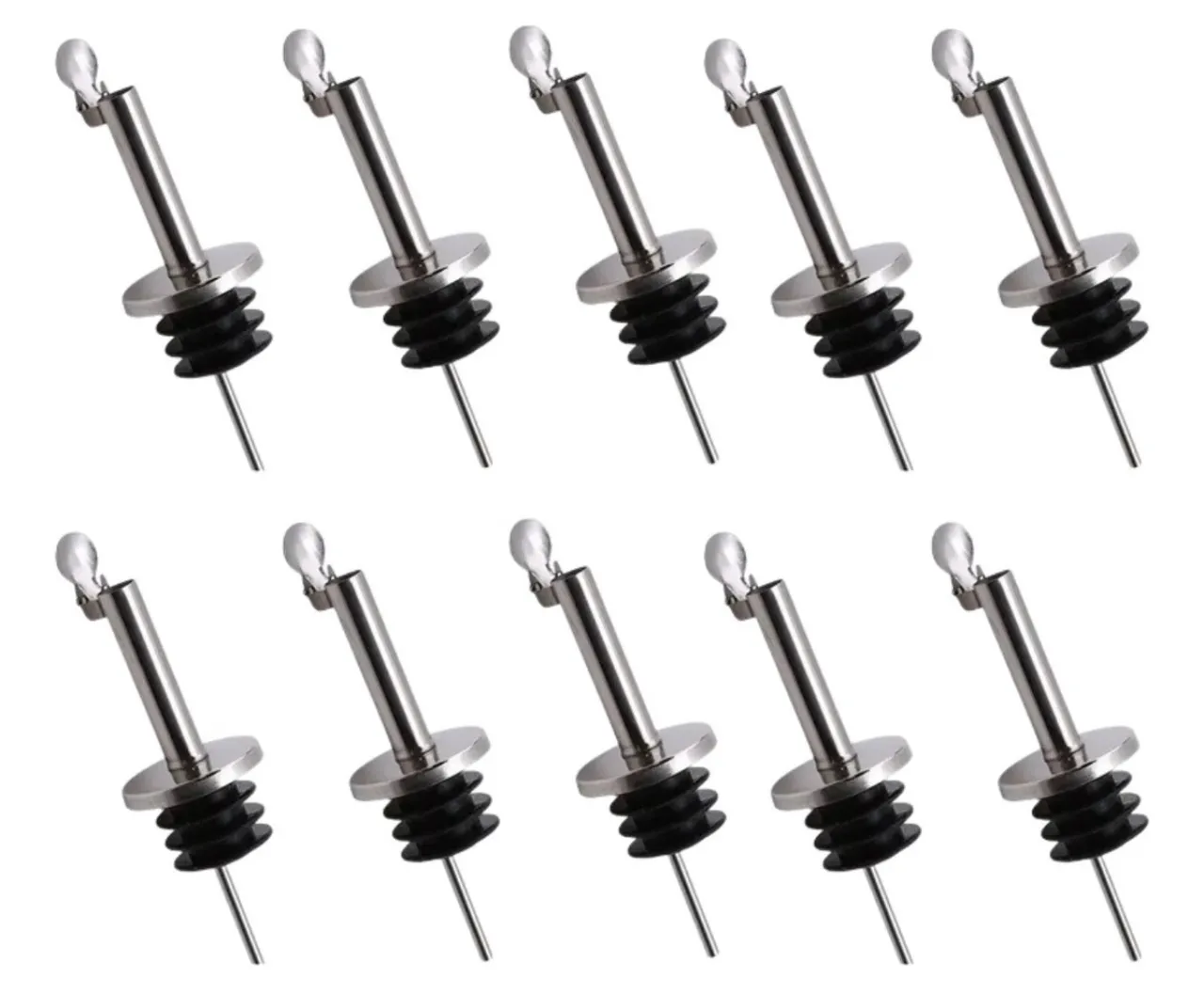 Kit 10 Bicos Dosador C/tampa Inox Biqueira Bartender Bebidas