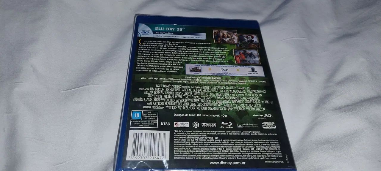 Blu-ray 3D Alice no país das maravilhas Lacrado  - Foto 2