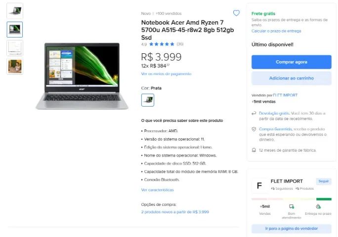 [SEALED] Acer Ryzen 7 Notebook, 8GB, 512GB SSD, 15.6" Full-HD IPS [+INVOICE] Card Accepted64317758819201121