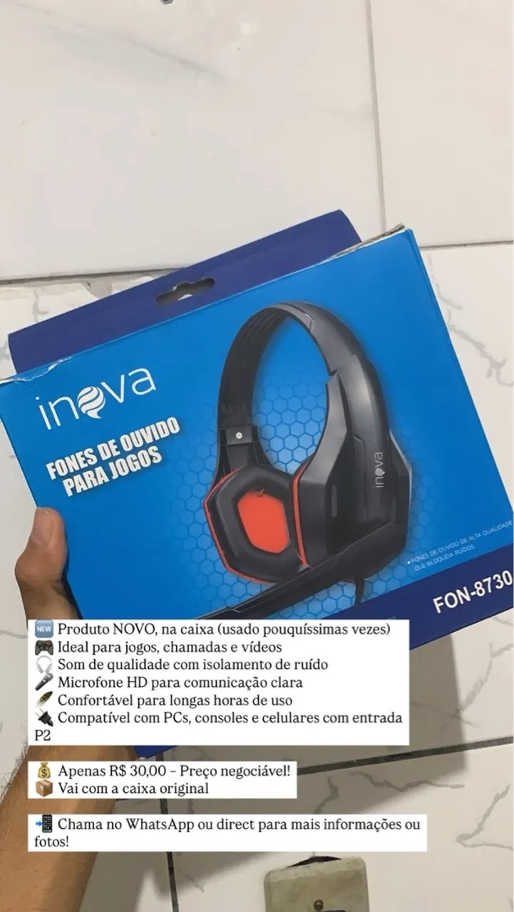 Fone de Ouvido para Jogos Inova Fon-8730