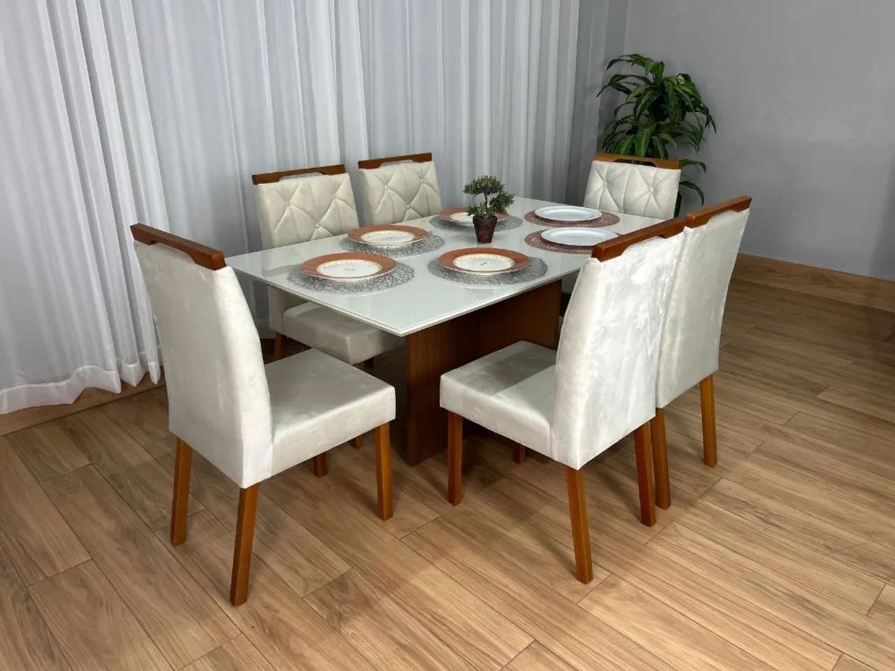 Mesa de Jantar 1.60×0.90 Com 6 Cadeiras Madeira Maciça  - Foto 3