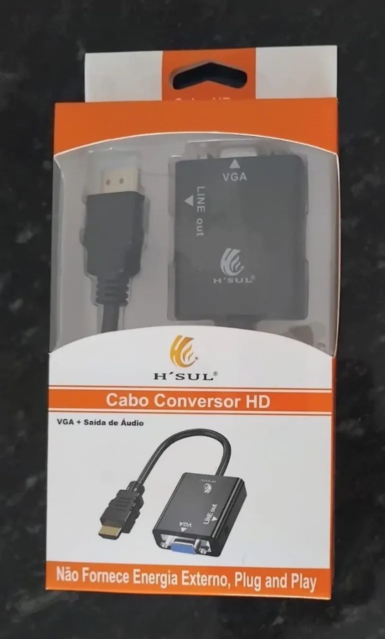 Cabo Conversor Adaptador Hdmi Para VGA Com Saída P2 Áudio - Testado - Foto 3
