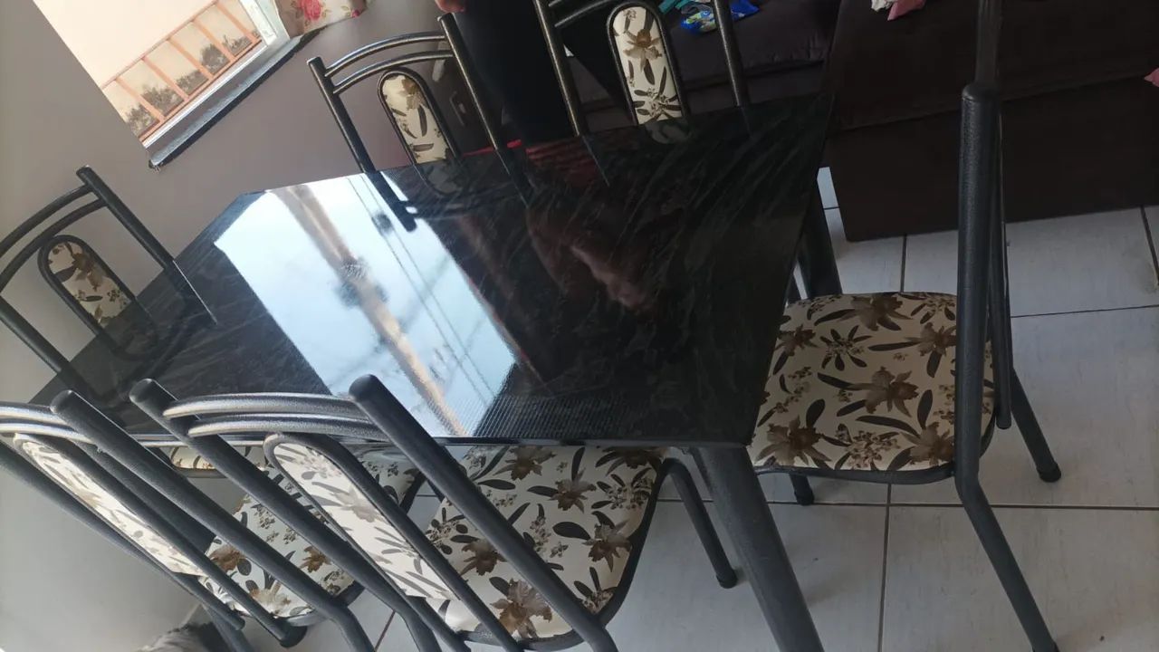 Mesa de Jantar 6 Cadeiras Preta64962115848066120