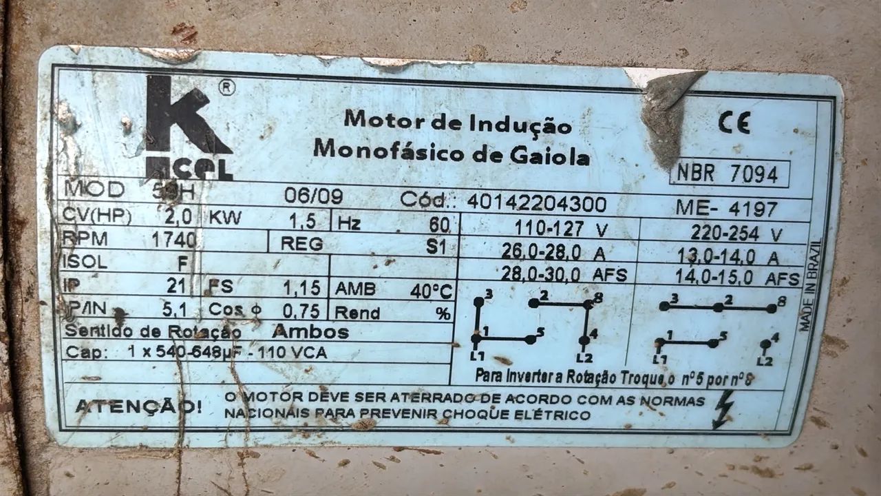 Betoneira 400L usada funcionando motor avaria no tambor 