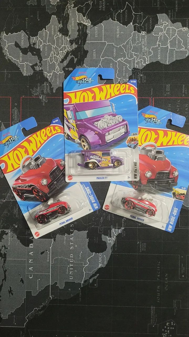 Carrinhos Hot Wheels T-HUNT RAROS Pedal Driver e Mailed It!
