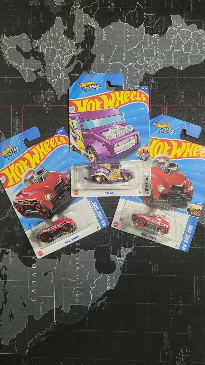 Carrinhos Hot Wheels T-HUNT RAROS Pedal Driver e Mailed It!