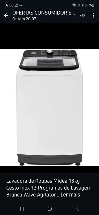 Lavadora de Roupas Midea 13kg