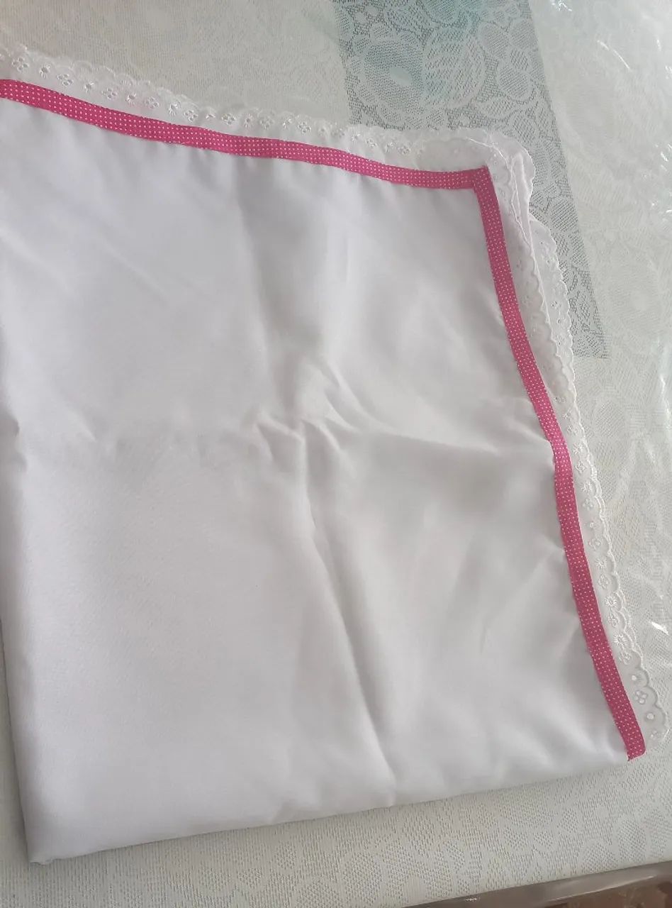  Lençol   para carrinho  para bebê com detalhes em poá - Foto 4