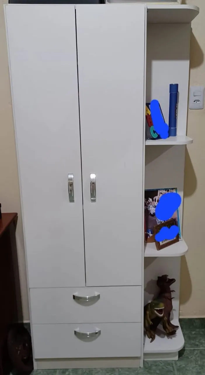 Armário Branco infantil com 2 Portas e 2 Gavetas