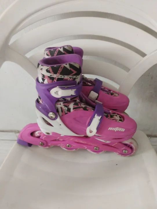 Patins Infantil Rosa e Lilás - Tamanho 32 - Foto 3