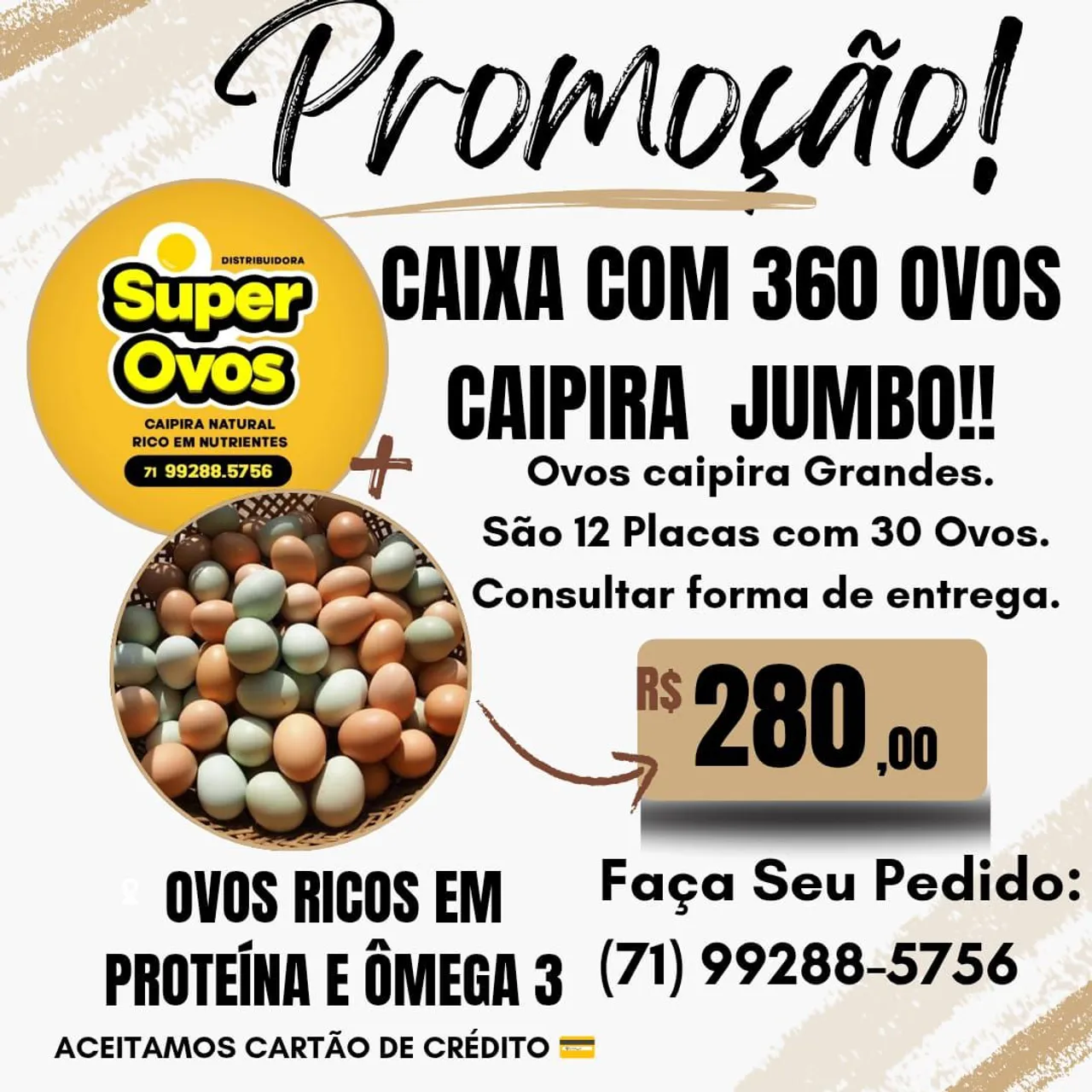 Ovos Caipira Jumbo - Caixa com 360 unidades