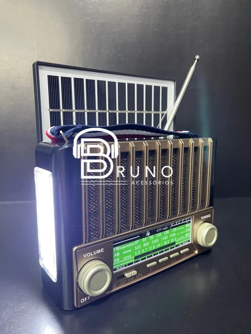 Rádio AM/FM/SW com Bluetooth, USB, TF e Painel Solar - Foto 3
