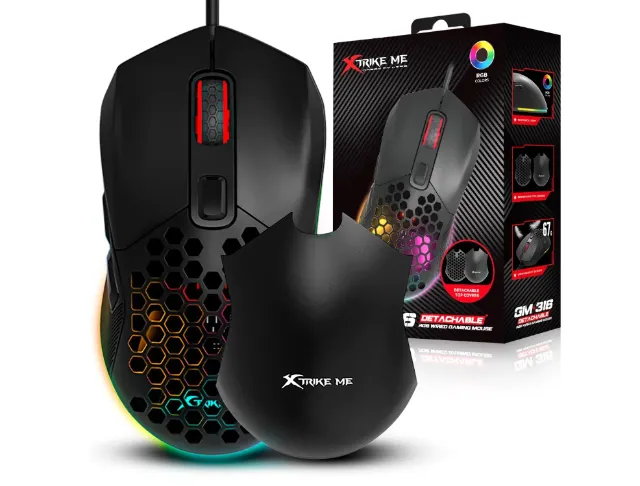 Mouse Gamer GM-316 - Design 2 em 1, RGB, 7200DPI Customizavel