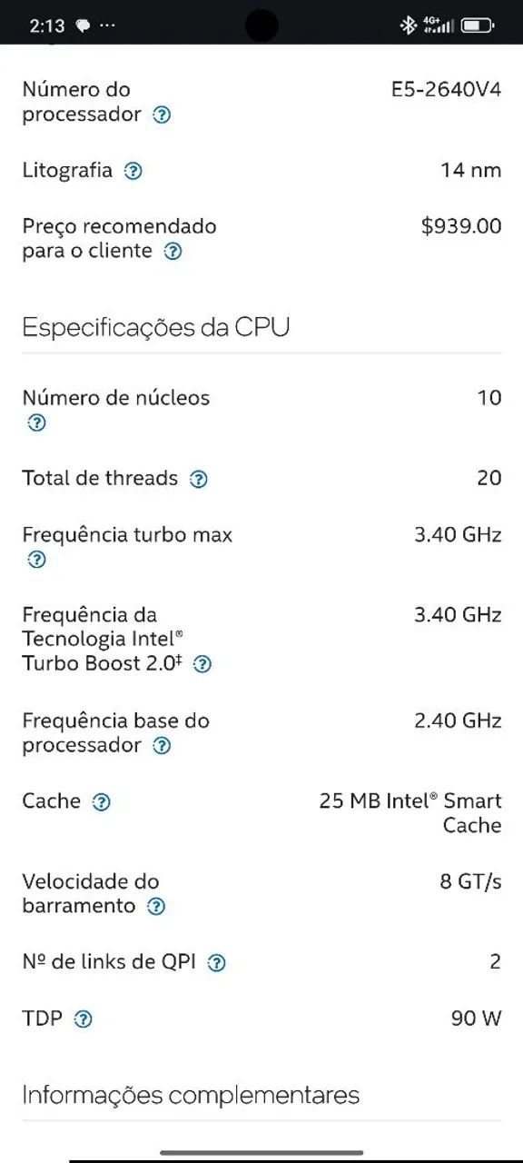 Xeo E5 2640 v4 TURBO 3.40 GHz - Foto 2