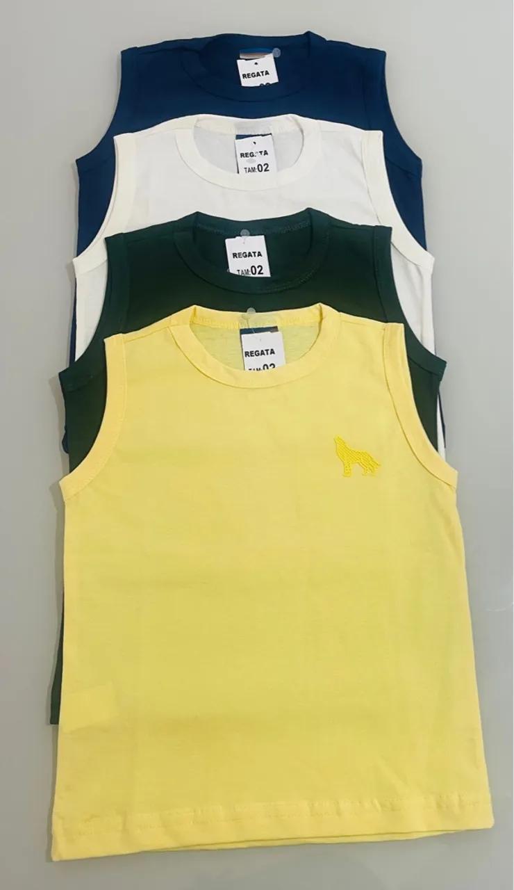 Camiseta regata infantil menino 2 ao 12 anos