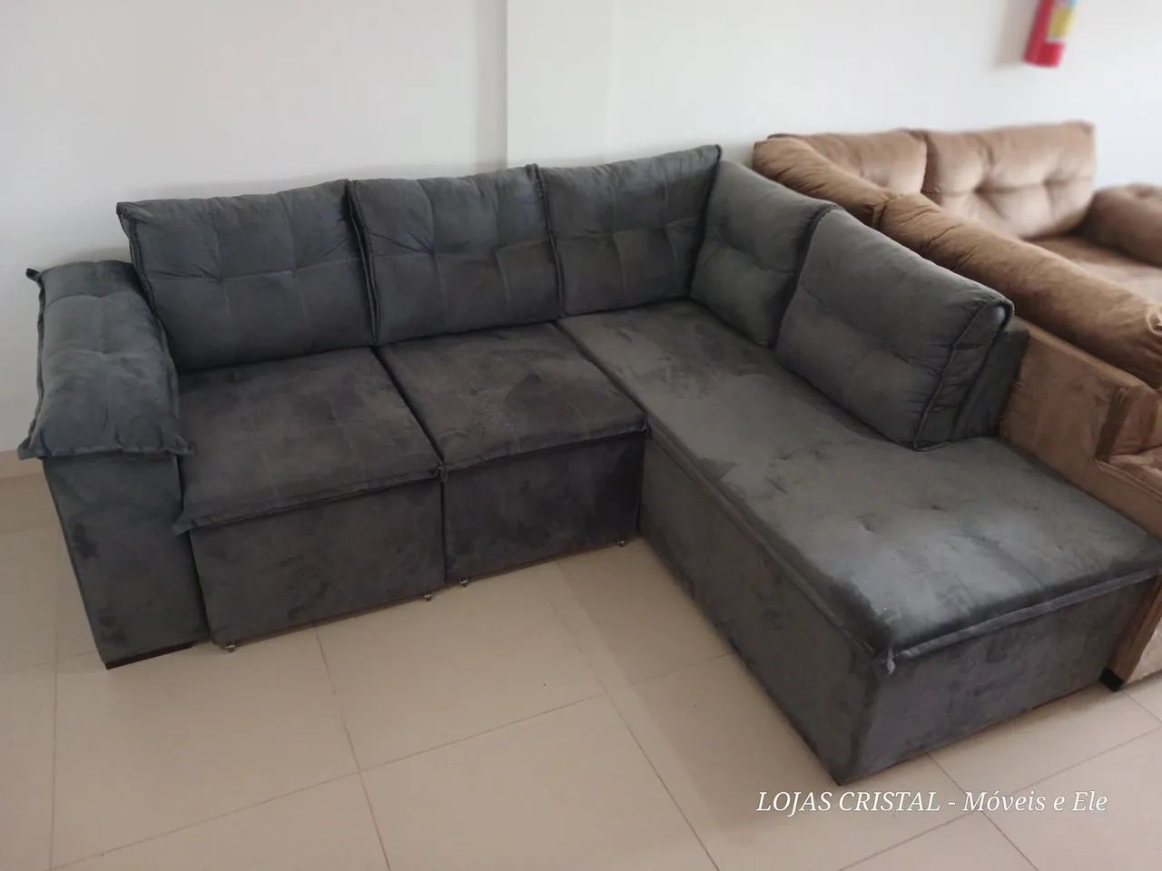 Sofá de Canto Modular Cinza - Foto 2
