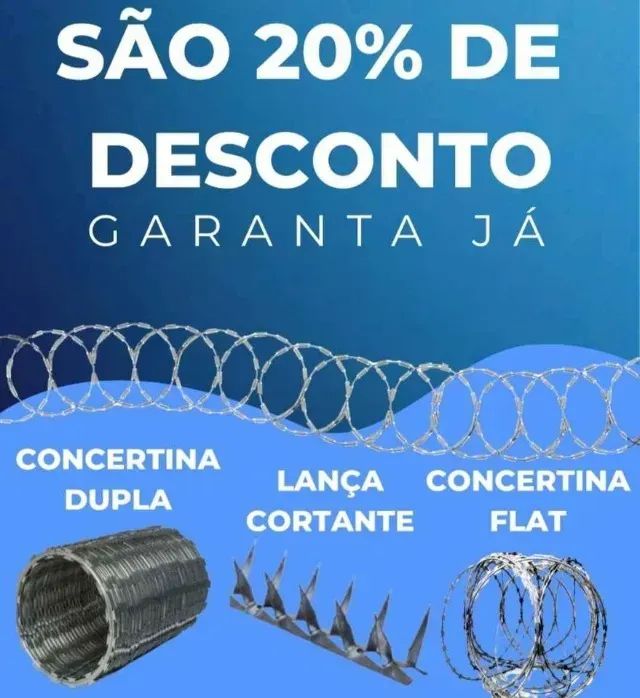 motor para portão; vendemos Arame Farpado Concertina - rolo de 10 m