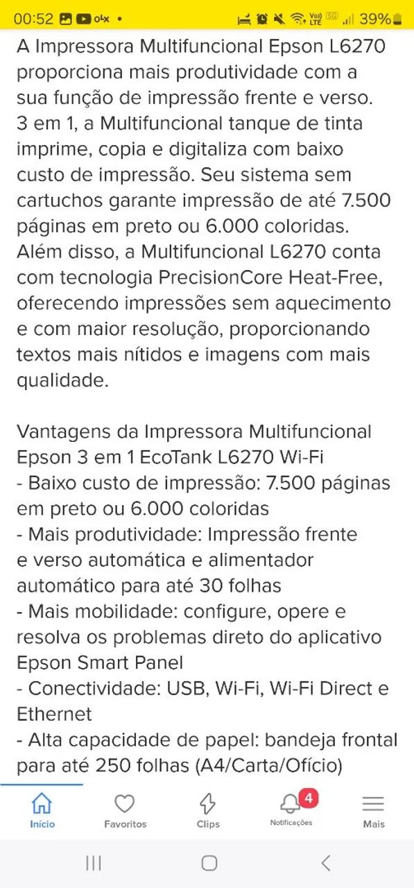 Impressora Multifuncional Epson EcoTank L6270 127/220V - Foto 3