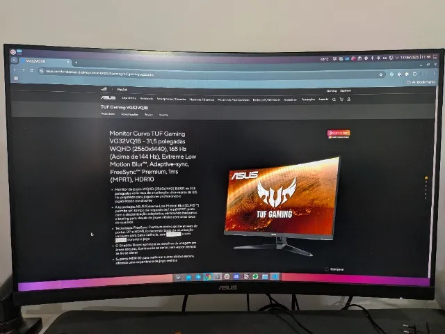 Monitor Gamer Curvo Asus TUF 32" 2K 165Hz 1ms - Oportunidade!
