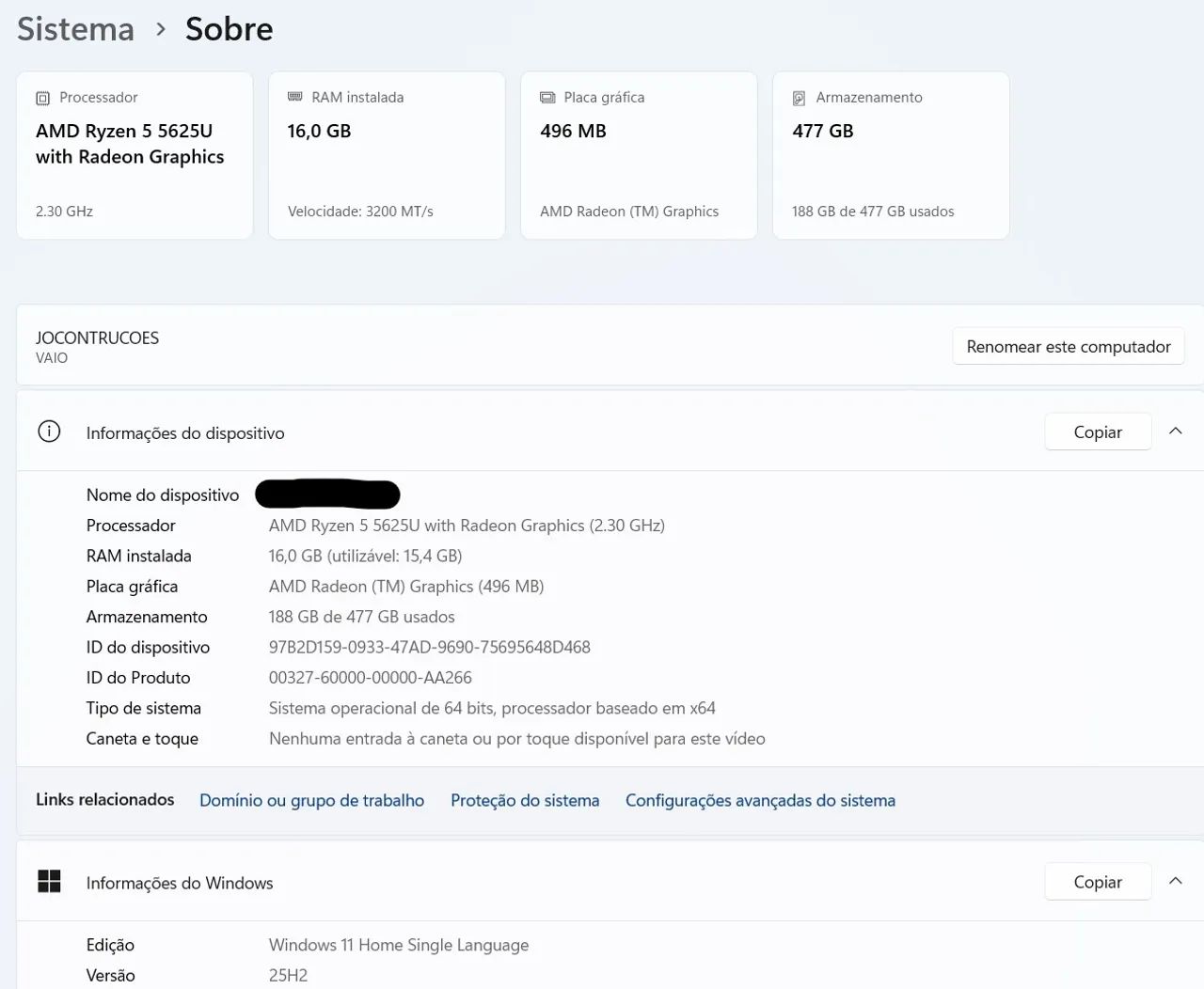 Notebook VAIO FE16