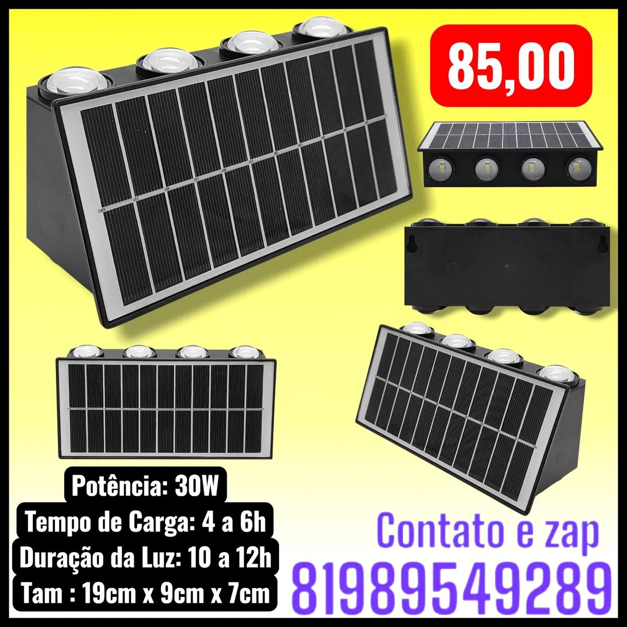 luminária solar de parede