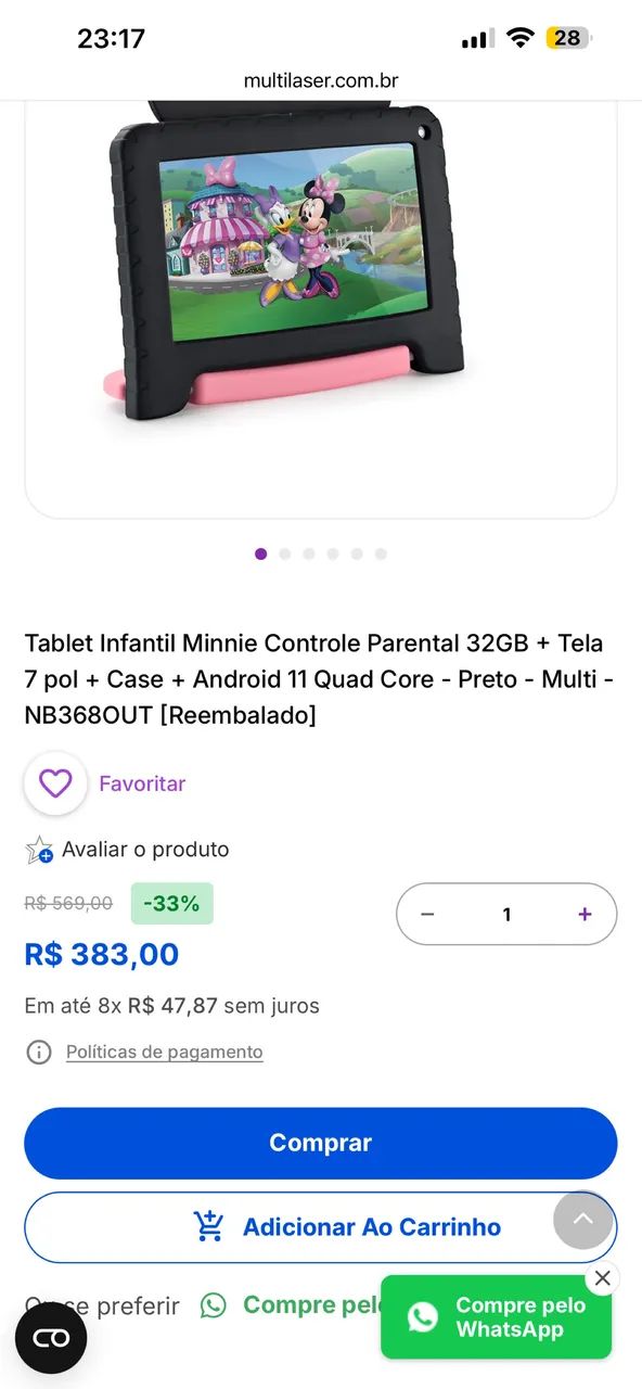 Tablet Multi Kids M7 - Com capinha da Minnie - Foto 4