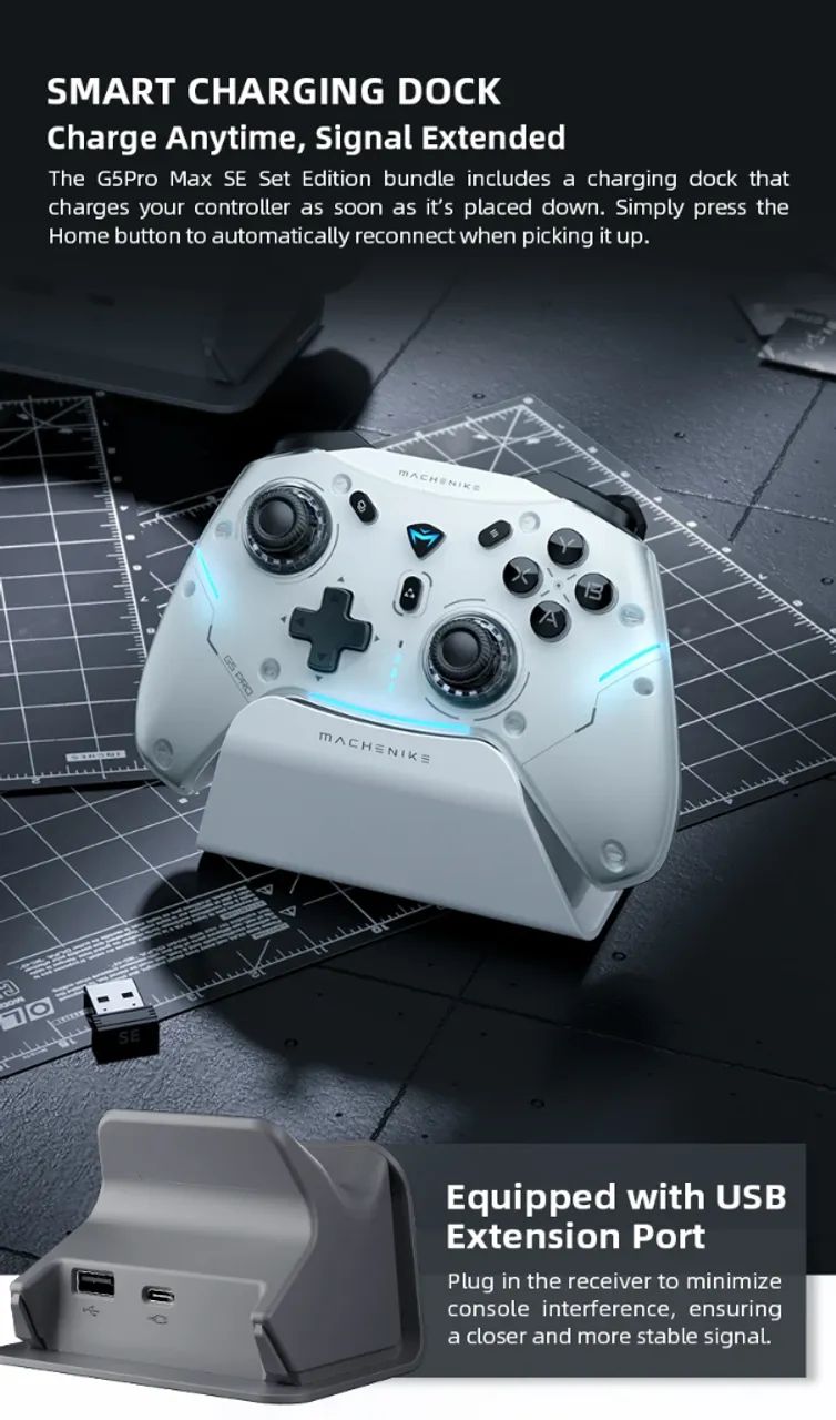 Controle Machenike G5 Pro Max SE Hall Effect RGB com Dock Sem Fio PC Switch Android iOS - Foto 3