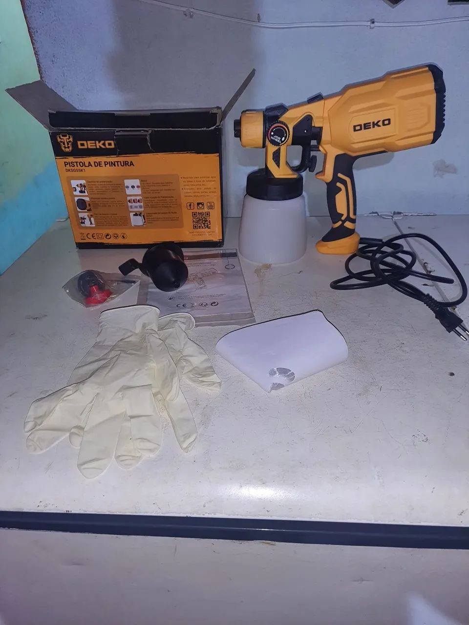 Pistola Pintura Pulverizadora 220v Elétrica 550w 800ml 3 Bicos E Acessórios - Deko<br><br> - Foto 3