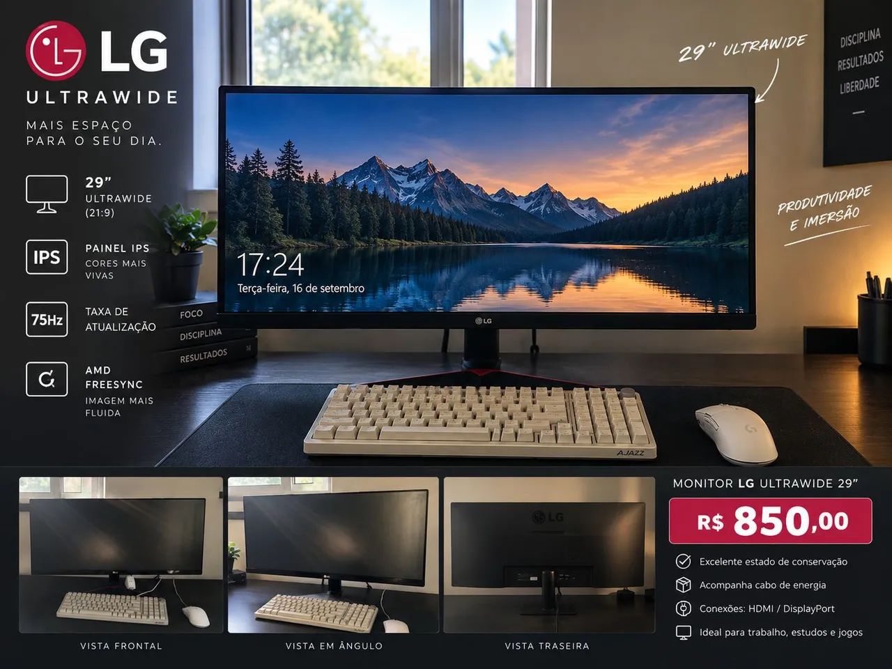 MONITOR LG ULTRAWIDE 29? - R$ 850,00