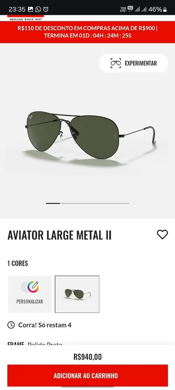 Oculos original Rayban Aviator II - Foto 5