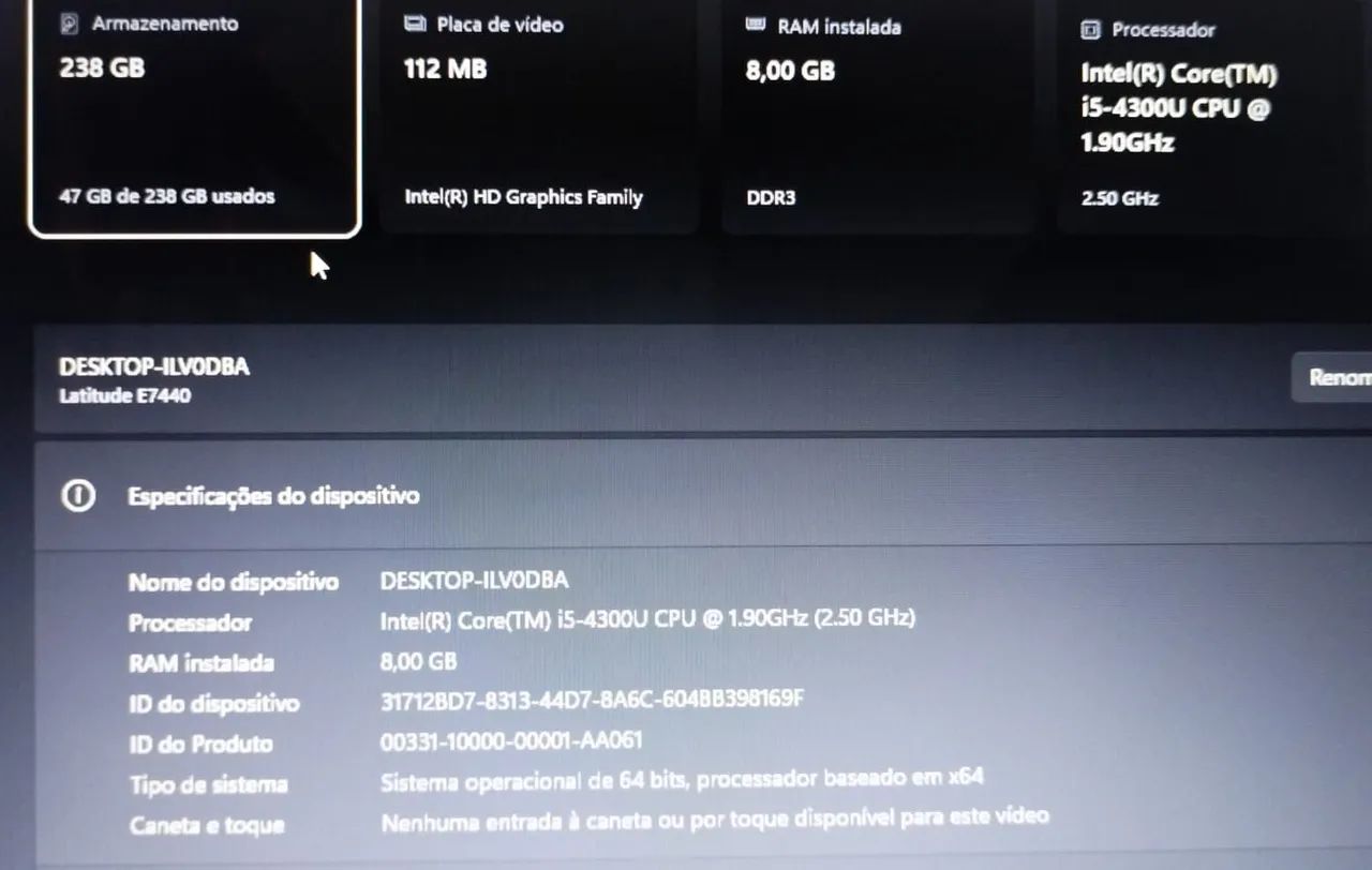 Notebook Dell i5 com SSD de 256, 8 de ram e Win 11  - Foto 2